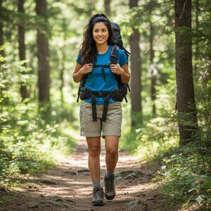 The North Face tan hiking convertible roll up cargo shorts size 12 women's